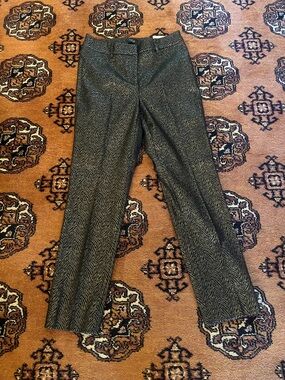 White House Black Market Gunmetal Metallic Zigzag Ankle Pant